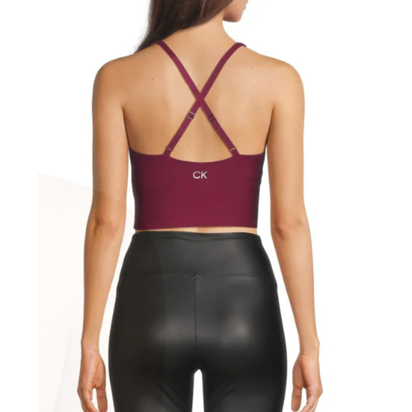 CALVIN KLEIN PERFORMANCE Crop Sports Bra Top Medium Green Low Impact NWT - Picture 2 of 10